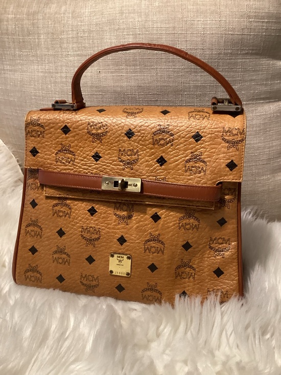 MCM Handbags - Vintage MCM Cognac Visetos Logo Top-Handle Bag
